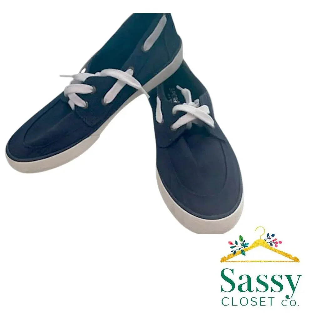 ✨ SPERRY Navy White Nautical Slip On Boat Shoes 8 Memory Foam ⚓ - Picture 7 of 7